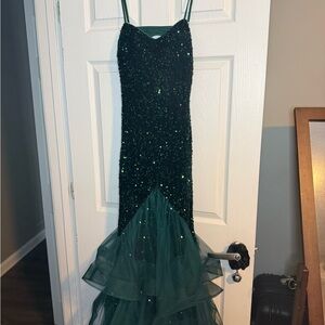 Elegant Green Sequin Gown
